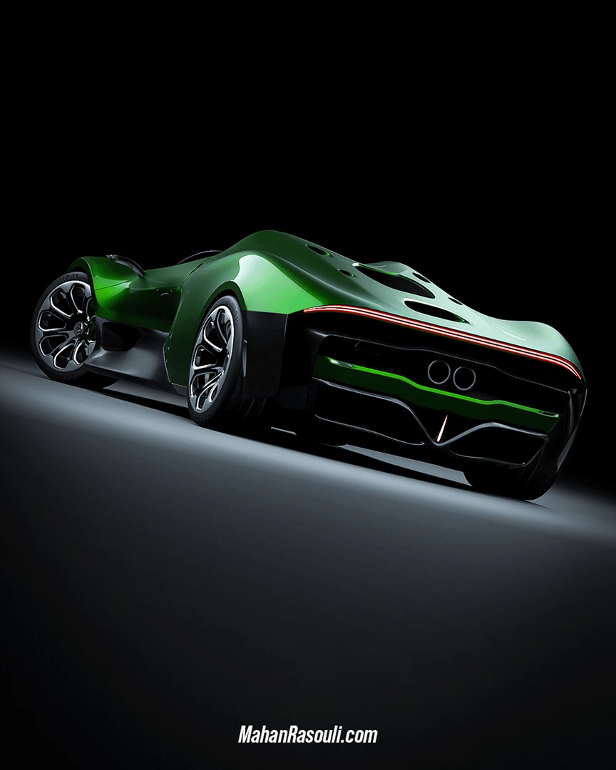 Heroic rear stance – wide hips and dual exhaust