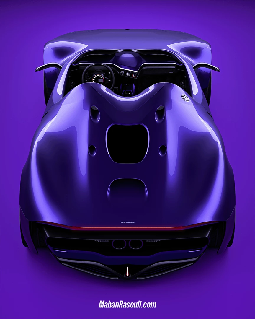 Top-down rear view – engine grille and aero fins