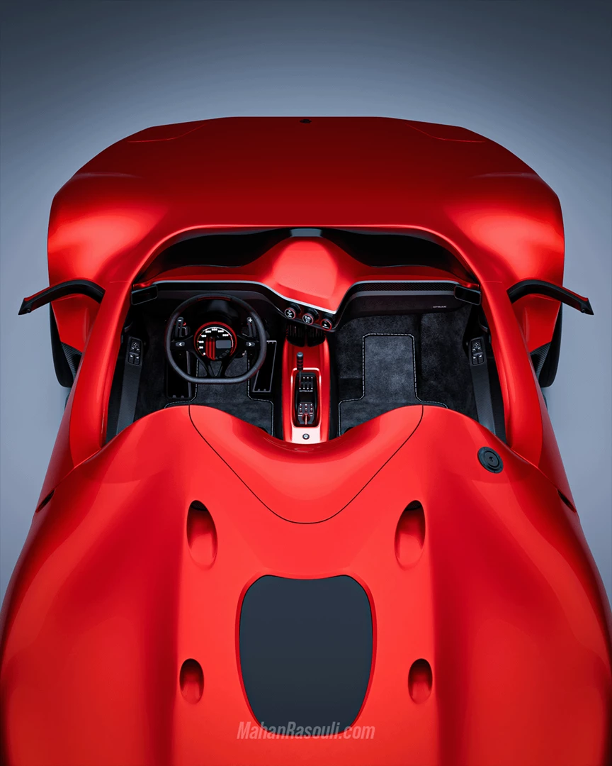 Engine top view – intake plenum and carbon covers
