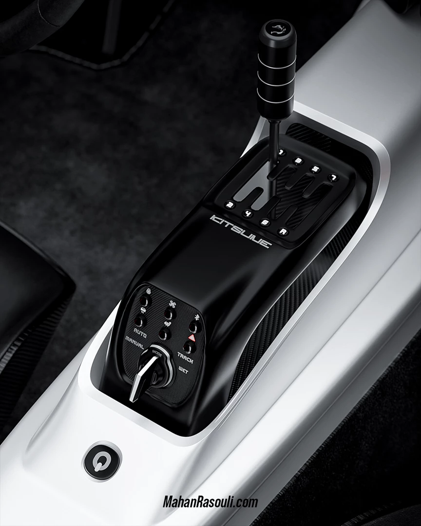 7-speed H-pattern shifter with circular LCD positions