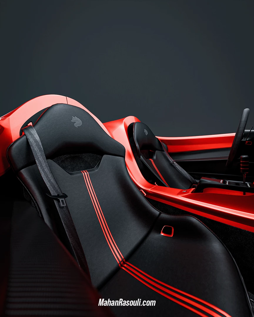 Racing bucket seats – Alcantara and red stitching